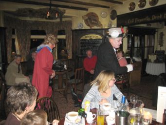 The Doctor keeping everyones attention in the Axe & Cleaver in Dunham